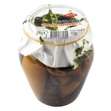 SMOKED HOT PEPPERS 260GR AMFORA "ARTE" 6PCS IN BOX, PRICE PER PCS.