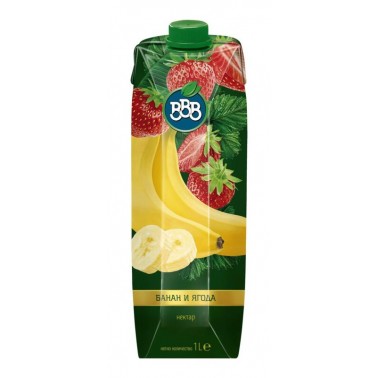 JUICE, BANANA AND STRAWBERRY 1L "BBB" 12PCS IN A BOX, PRICE PER PCS.