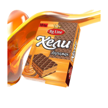 COCOA WAFER HELI 230GR CARAMEL "BG-LINE" 10PCS IN PACK, PRICE PER PCS.