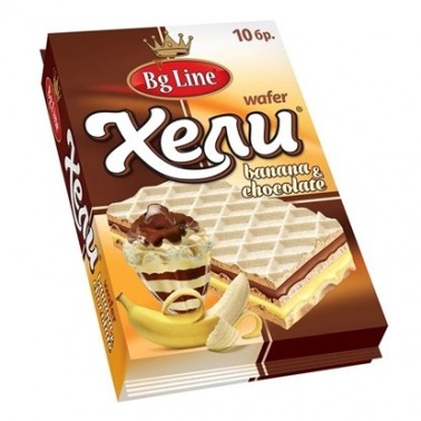 COCOA WAFER HELI 210GR BANANA CHOCOLATE "BG-LINE" 10PCS IN PACK, PRICE PER PCS.