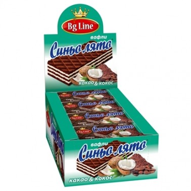 CHOCO WAFER BLUE SUMMER 63GR COCONUT AND COCOA "BG-LINE" 16PCS IN PACK, PRICE PER PCS.