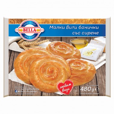 MINI BANITSA ROLLS WITH WHITE CHEESE 480GR "BELLA" 15PCS IN BOX, PRICE PER PCS.