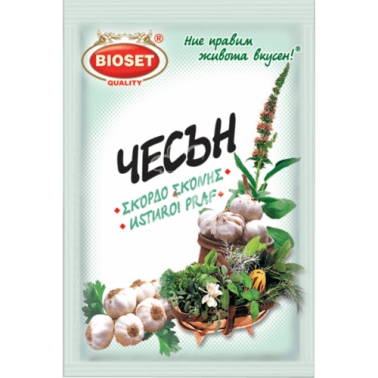GARLIC POWDER 8GR "BIOSET" 25PCS IN PACK, 20 PACKS IN BOX, PRICE PER PCS.