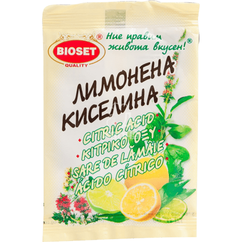 CITRIC ACID 10GR "BIOSET" 25PCS IN PACK, 20 PACKS IN BOX, PRICE PER PCS.