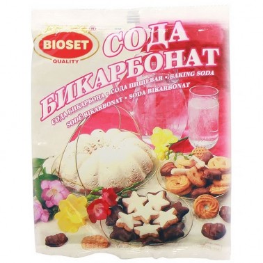 BAKING SODA 80GR PACK "BIOSET" 6PCS IN PACK, 20PACKS IN BOX, PRICE PER PCS.