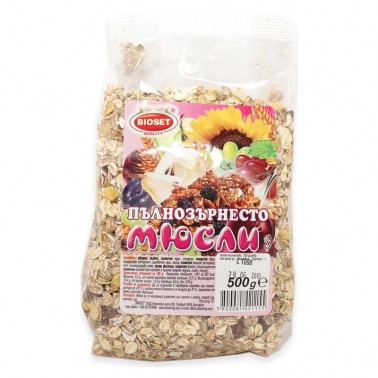 MUESLI 500GR WITH NUTS ''BIOSET'' 20PCS IN BOX, PRICE PER PCS.