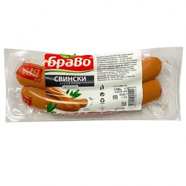 PORK FRANKFURTER 200GR VACUUM "BRAVO" PRICE PER PCS.