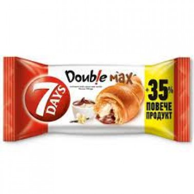 CROIASSANT 7DAYS DOUBLE COCOA VANILLA 15% GRATIS 92GR "CHIPITA" 20PCS IN BOX, PRICE PER PCS.