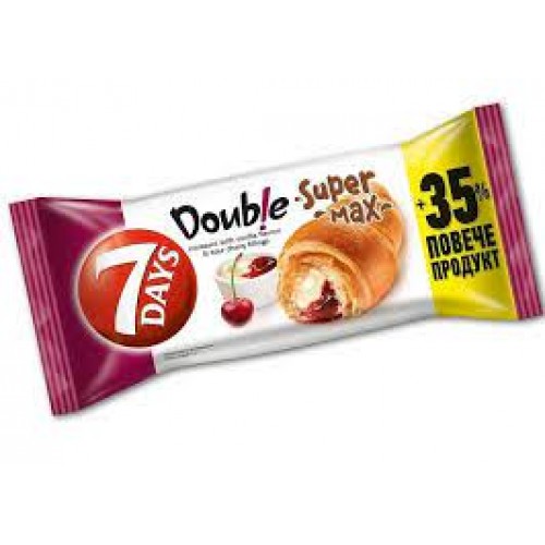CROIASSANT 7DAYS SUPER DOUBLE SOUR CHERRY VANILLA 15% GRATIS 110GR "CHIPITA" 18PCS IN BOX, PRICE PER PCS.