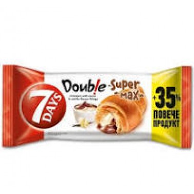 CROIASSANT 7DAYS SUPER DOUBLE COCOA VANILLA 15% GRATIS 127GR "CHIPITA" 18PCS IN BOX, PRICE PER PCS.