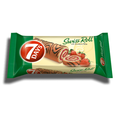 ROLL CAKE 7DAYS STRAWBERRY DECORATION 200GR "CHIPITA" 20PCS IN BOX, PRICE PER PCS.