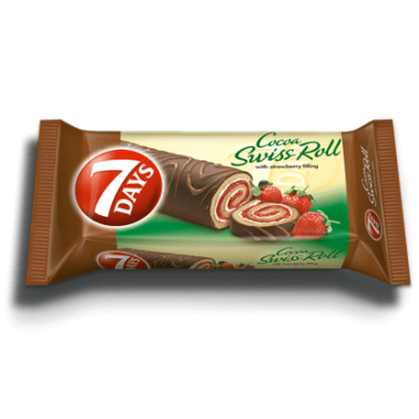 ROLL CAKE 7DAYS STRAWBERRY GLAZE 200GR "CHIPITA" 20PCS IN BOX, PRICE PER PCS.