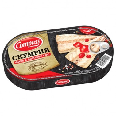 MACKEREL FILLET IN TOMATO SAUCE 180GR "COMPASS" PRICE PER PCS.