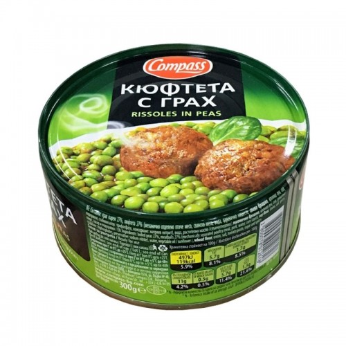 MEATBALLS WITH PEAS 300GR "COMPASS" 24PCS IN BOX, PRICE PER PCS.