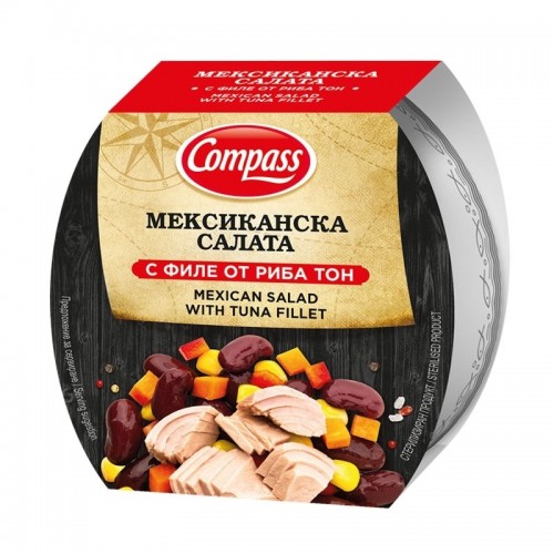 MEXICAN SALAD WITH TUNA 160GR "COMPASS" 10PCS IN BOX, PRICE PER PCS.