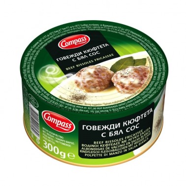 BEEF MEATBALLS WHITE SAUCE 300GR "COMPASS" 24PCS IN BOX, PRICE PER PCS.