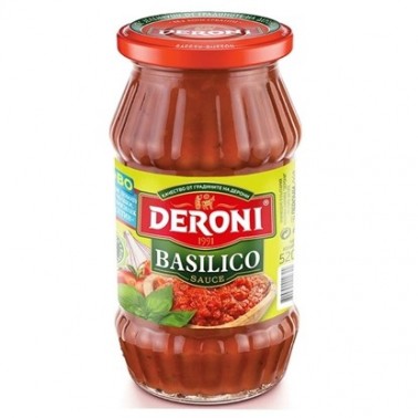 TOMATO SAUCE 520GR BASILICO "DERONI" 6PCS IN BOX, PRICE PER PCS.