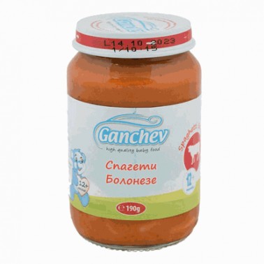  SPAGHETTI BOLOGNESE 1YEAR MASH 190GR "GANCHEV" 6PCS IN BOX, PRICE PER PCS.