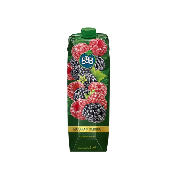 JUICE, RASPBERRY AND BLACKBERRY 1L "BBB" 12PCS IN A BOX, PRICE PER PCS.