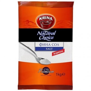 FINE SALT 1KG "KRINA" 6PCS IN PACK, PRICE PER PCS.