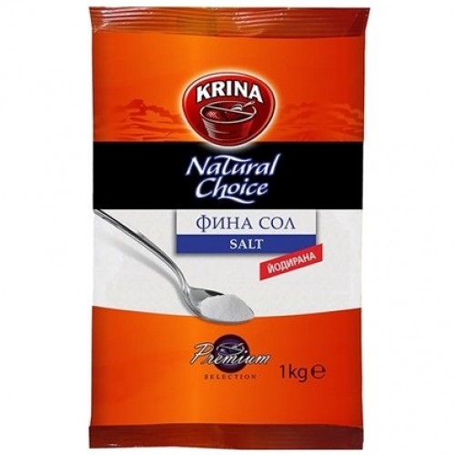 FINE SALT 1KG "KRINA" 6PCS IN PACK, PRICE PER PCS.
