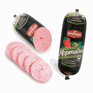 MORTADELLA PEPPERS AND OLIVES 750GR "KRUM MUSHEV" PRICE PER PCS.