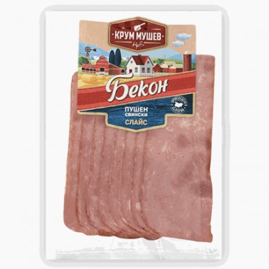 SMOCKED PORK BACON SLICE 150GR "KRUM MUSHEV" PRICE PER PCS.