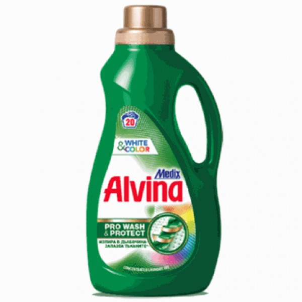 DETERGENT FABRIC WASH ALVINA WHITE&COLOR GREEN 1.1L "MEDIX" 8PCS IN BOX, PRICE PER PCS.