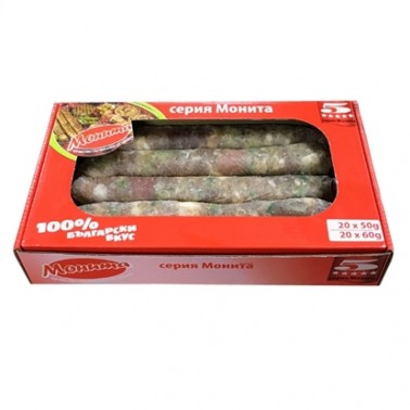 VILLAGE SAUSAGE WITH SPRING ONION 60GR "MONITA" 20PCS IN BOX, PRICE PER BOX