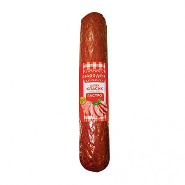 SALAMI SAUSAGE, CLASSIC "NARODEN" ~800gr, 7PCS IN BOX(~5,6KG) PRICE PER KG.