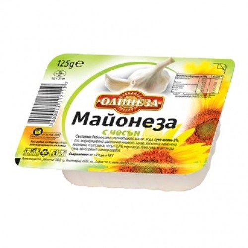 MAYONNAISE WITH GARLIC 125GR "OLINEZA" 24PCS IN BOX, PRICE PER PCS.