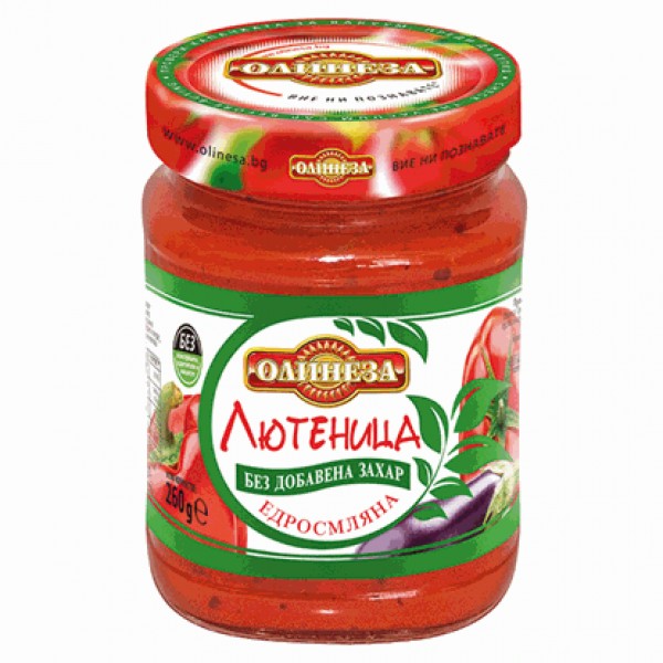 LYUTENITSA COARSLEY GROUND 260GR WITHOUT SUGAR "OLINEZA" 8PCS IN PACK, PRICE PER PCS.