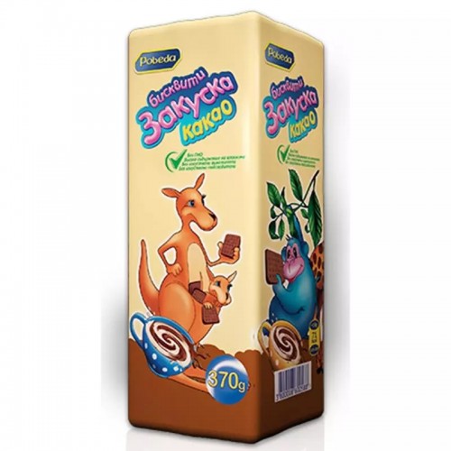 BREAKFAST BISCUITS COCOA 355GR "POBEDA" 24PCS IN PACK, PRICE PER PCS.