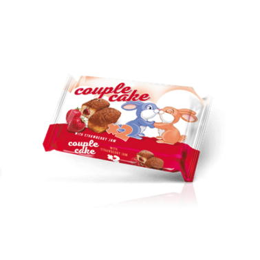 COUPLES CAKE STRAWBERRY 60GR "POBEDA" 16PCS IN BOX, PRICE PER PCS.