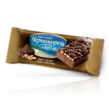 COCOA WAFER DESSERT CHERNOMORETS PEANUTS 75GR "POBEDA" 24PCS IN BOX, PRICE PER PCS.