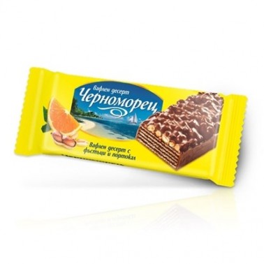 COCOA WAFER DESSERT CHERNOMORETS 75GR PEANUTS ORANGE "POBEDA" 24PCS IN BOX, PRICE PER PCS.