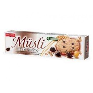 BISCUITS MUESLI NATURAL WITH CHOCO 125GR "PRESTIGE" 24PCS IN BOX, PRICE PER PCS.