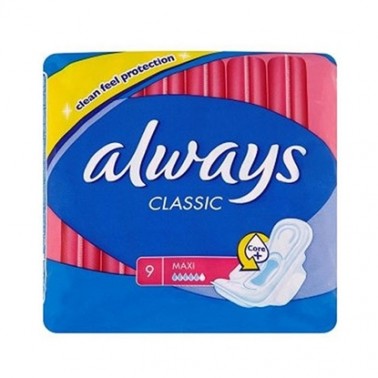 SANITARY TOWELS ALWAYS MAXI DRY "PROCTER & GAMBLE" 9PCS IN PACK, PRICE PER PACK