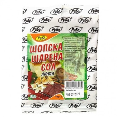 COLORED SALT SHOPSKA SPICY 40GR "RUBO" 20PCS IN PACK, PRICE PER PCS.