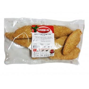 BREADED CHICKEN BON FILLET WITH SESAME 500GR "SAMI-M" 10PCS IN BOX, PRICE PER PCS.