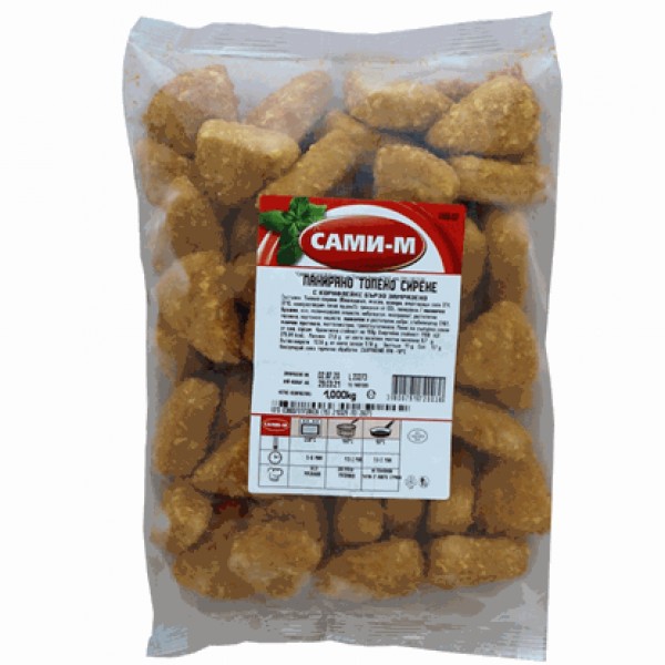 BREADED MELTED CHEESE WITH CORNFLAKES 1KG "SAMI-M" 12PCS IN BOX, PRICE PER PCS.