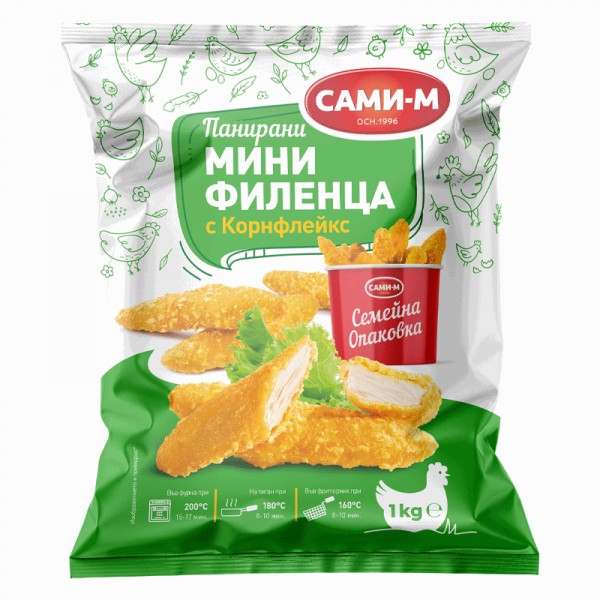 BREADED MINI CHICKEN FILLETS 1KG "SAMI-M" 12PCS IN BOX, PRICE PER PCS.