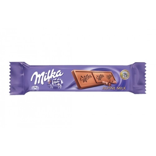 CHOCOLATE MILKA 25GR ALPINE MILK "SVOGE" 8PCS IN PACK, 32PCS IN BOX, PRICE PER PCS.