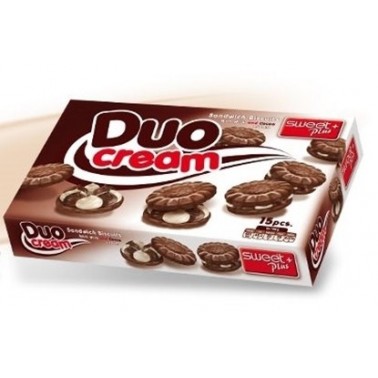 BISCUITS DUO CHOCO GLAZE 220GR "SWEETPLUS" 14PCS IN BOX, PRICE PER PCS.