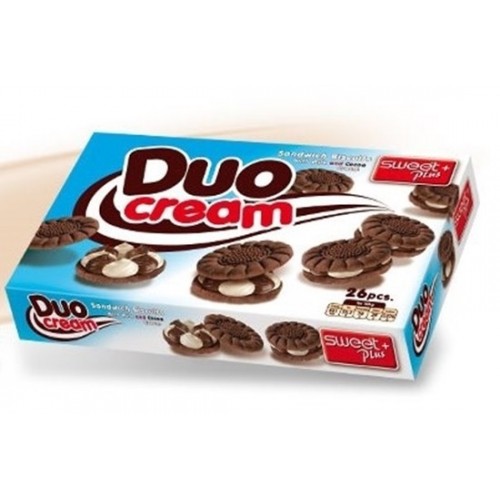 BISCUITS DUO CREAM 270GR "SWEETPLUS" 14PCS IN BOX, PRICE PER PCS.