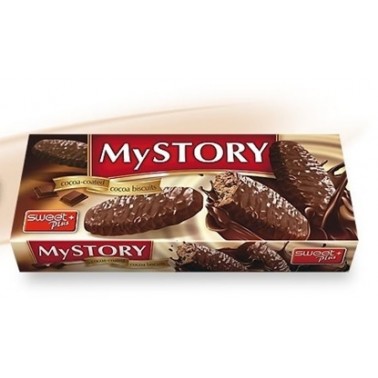 BISCUITS MY STORY WITH CHOCO GLAZE 165GR "SWEETPLUS" 24PCS IN BOX, PRICE PER PCS.