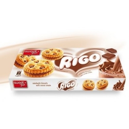 BISCUITS RIGO SOFT CHOCOLATE 165GR "SWEETPLUS" 24PCS IN BOX, PRICE PER PCS.