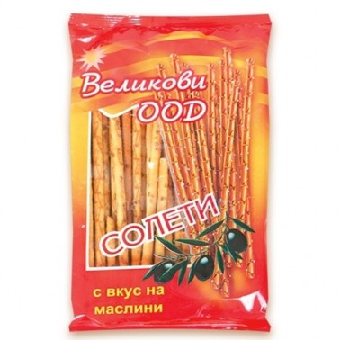 SALTY STICKS WITH OLIVES 55GR "VELIKOVI" 50PCS IN BOX, PRICE PER PCS.
