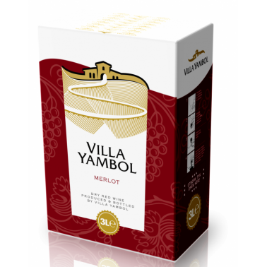WINE RED MERLOT 3L 13% ''VILLA YAMBOL" 3PCS IN PACK, PRICE PER PCS.