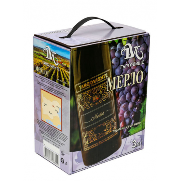 WINE RED MERLOT 3L 12% "VINPROM TARGOVISHTE" 4PCS IN PACK, PRICE PER PCS.